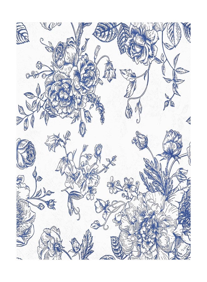 Elyxio 100 Floral Party Napkins Blue Floral Paper Napkins Vintage Bouquet Flowers Disposable Cocktail Luncheon Napkins for Garden Tea Party Birthday Party Supplies (Blue) - Image 1
